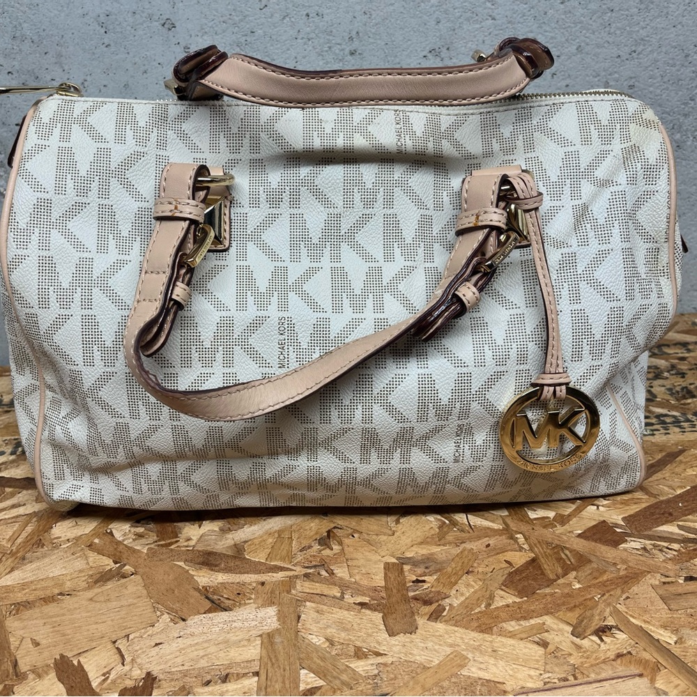 Michael Kors Cream and Brown Satchel